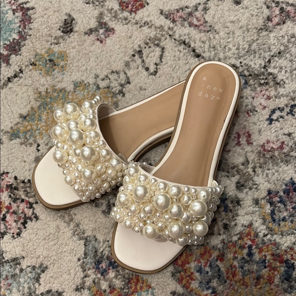 A New Day Cream Pearl Embellished Sandals